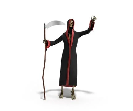 Death with a scythe 3d render against a white background Stock Illustration