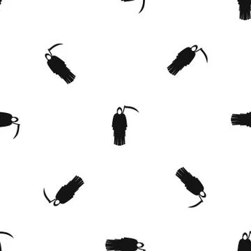 Death with scythe pattern seamless black Stock Illustration