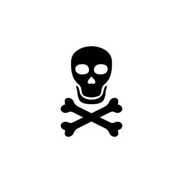 Death Skull with Crossbones Flat Vector Icon Stock Illustration