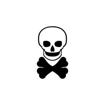 Death Skull with Crossbones Flat Vector Icon Stock Illustration