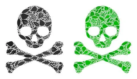Death Skull Icon Botany Composition of Floral Elements Stock Illustration