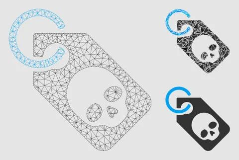 Death Skull Tag Vector Mesh 2D Model and Triangle Mosaic Icon 스톡 일러스트