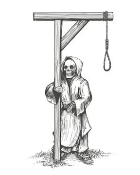 Death Standing Close to the Gallows Stock Illustration