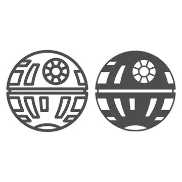 Death Star line and solid icon, star wars concept, space station and galactical Stock Illustration