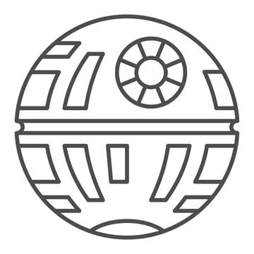 Death Star thin line icon, star wars concept, space station and galactical Stock Illustration
