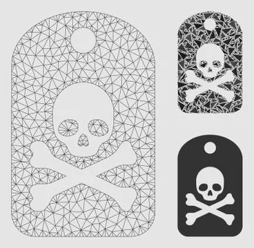 Death Sticker Vector Mesh 2D Model and Triangle Mosaic Icon 스톡 일러스트