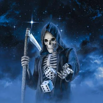 Death throwing dice Stock Illustration