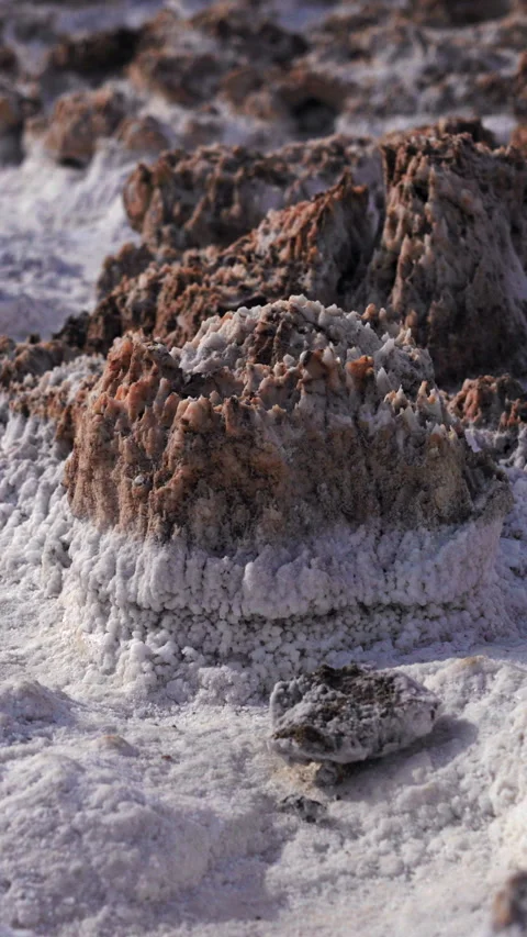 Death Valley National Park Devils Golf Course Salt Formations Close Up View. Vidéo 342915440