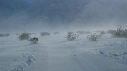 Death Valley super sand salt flat mist Stock Footage 160572392