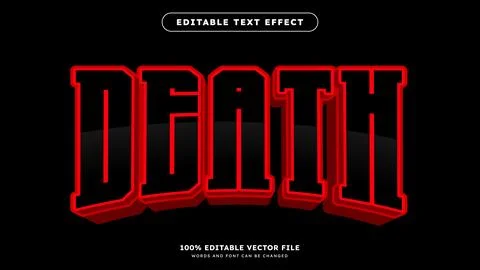 Death vector text effect editable alphabet scary horror evil death red Stock Illustration