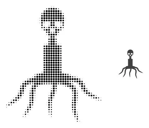 Death Virus Halftone Dotted Icon Stock Illustration