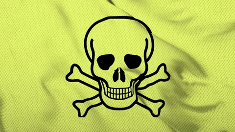 Death warning flag loop waving in the wind Stock Footage 164439270