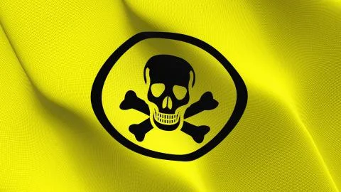 Death warning flag waving on wind. Stock Illustration