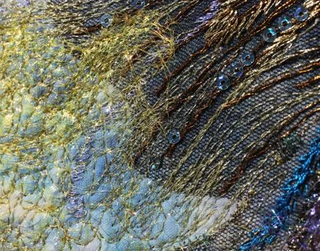 Deatil of patchwork background with unlikely colors and abstract effect Stock Photos