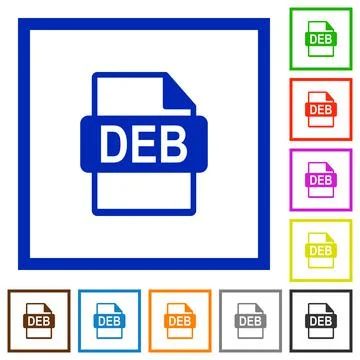 DEB file format flat icons in frames Stock Illustration