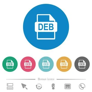 DEB file format flat round icons Stock Illustration