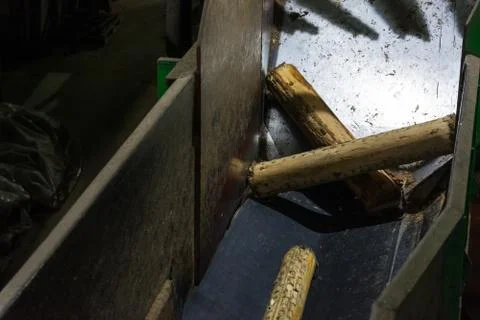 Debarking Machine Feed Logs Paper Mill Indoors Entrance Machinery Industrial  Stock Photos