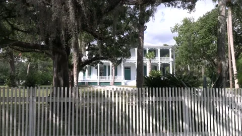 Debary hall  front left view. under the trees. saint johns river history. Stock Footage 220451517