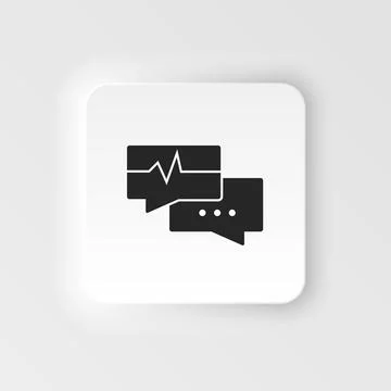Debate, cardiogram, talk, bubble. Bioengineering neumorphic style vector icon Stock Illustration