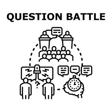 Debate competition concept with people speaking and thinking Stock Illustration