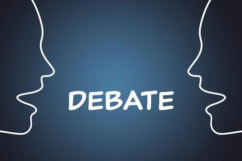 Debate Concept With Two Arguing Or Talking Heads Stock Illustration