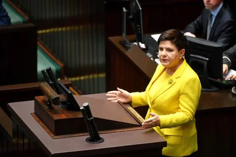 Debate on the constructive vote of no confidence in government, Warsaw, Poland - Stock Photos