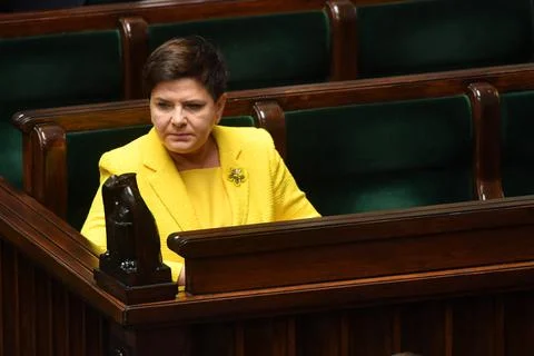 Debate on the constructive vote of no confidence in government, Warsaw, Poland - Stock Photos