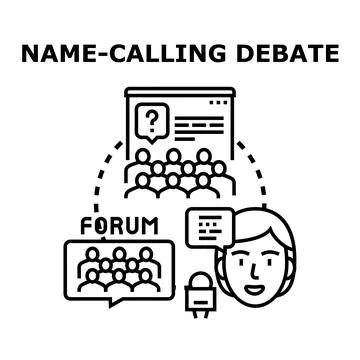 Debate forum discussing name calling and public discussion Stock Illustration