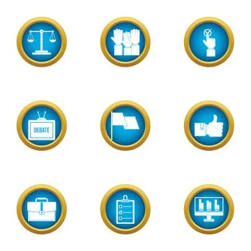Debate icons set, flat style Ilustración de archivo