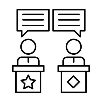 Debate Line Icon Stock Illustration