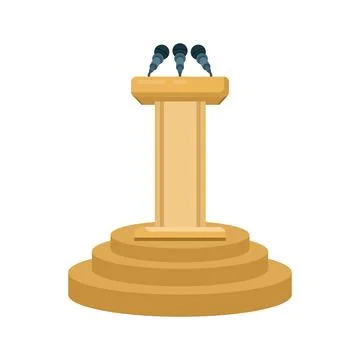 Debate rostrum vector illustration with microphones Stock Illustration