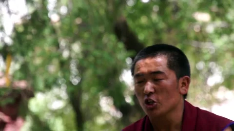 Debating and laughing monk at Sera Monastery, Lhasa Video stock 44031393