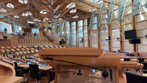 The Debating Chamber - Scottish Parliament, Edinburgh. Video stock 338043209