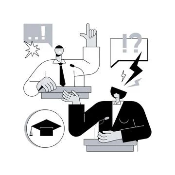 Debating club abstract concept vector illustration. Stock Illustration