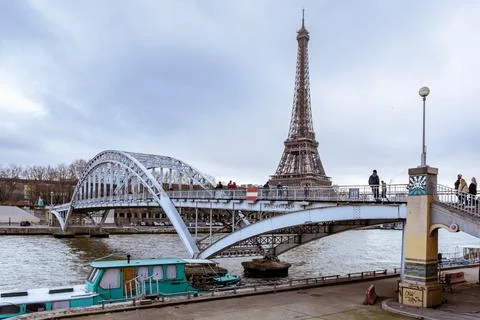 Debilly bridge and Eiffel Tower Stock Photos