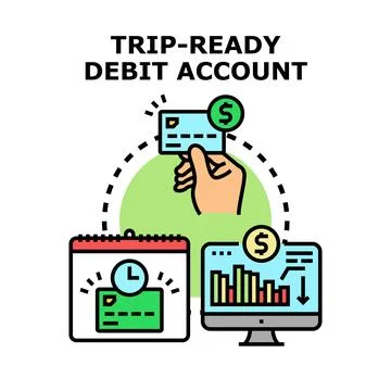 Debit account management for trip planning and budgeting 库存插图