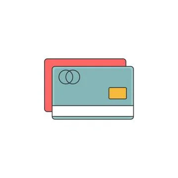 Debit And Credit Card Vector Outline Icon Illustration Stock Illustration