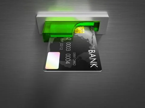 Debit card in a cash. Stock Illustration