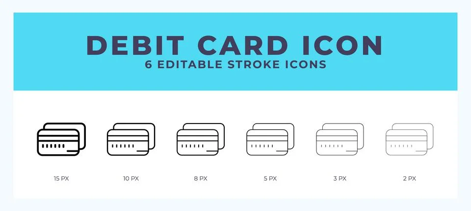 Debit card icon with different stroke. Vector illustration. Stock Illustration