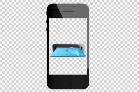 Debit card insert in mobile phone screen 스톡 사진