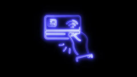 Debit Card Outline Icon in HD Video Neon Animation  Banking and Payment Sym Vídeos de archivo 304374604