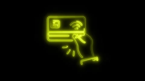 Debit Card Outline Icon in HD Video Neon Animation  Banking and Payment Sym 库存影片 304374606