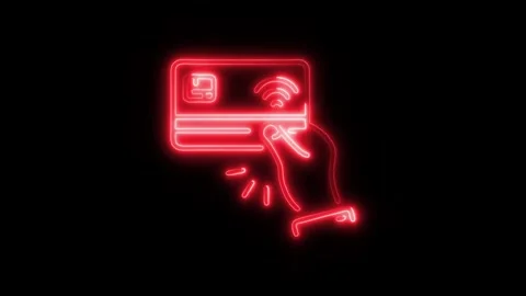 Debit Card Outline Icon in HD Video Neon Animation  Banking and Payment Sym Stock-Footage 304374607