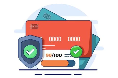 Debit card security. Detect bank card fraud. Stock Illustration