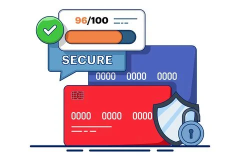 Debit card security. Detect bank card fraud. Stock Illustration