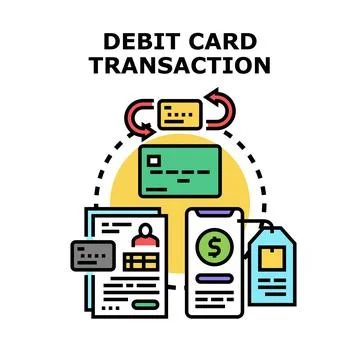 Debit card transaction process with mobile banking and commerce 库存插图