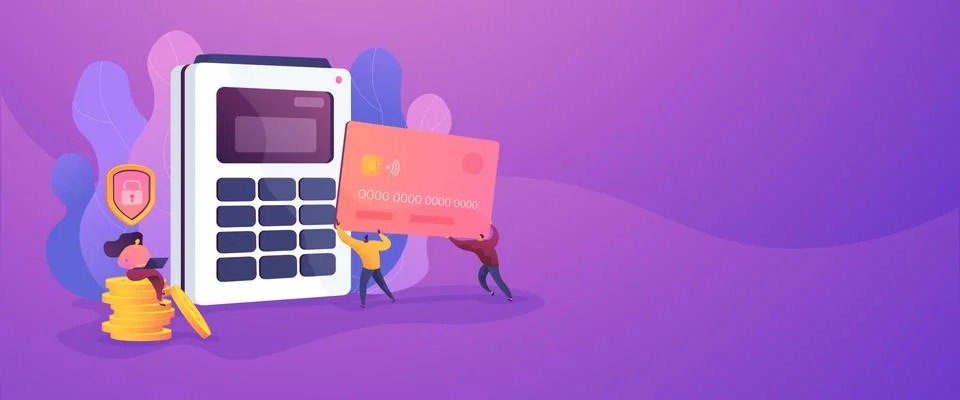 Debit card web banner concept. Stock Illustration