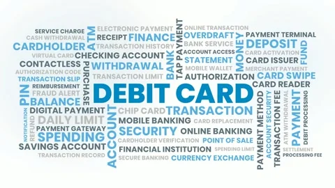Debit Card Word Cloud Animation for Banking Payments Security Accounts and .. 库存影片 341298133