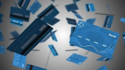Debit Cards Falling in 3D Space. Credit Card. Card Falling. 4K Stock Footage 276910139