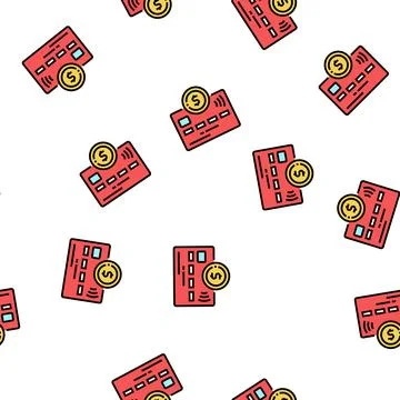 Debit electronic money card vector seamless pattern Stock Illustration